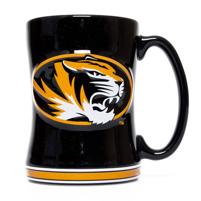 Mizzou Oval Tiger Head Relief Ceramic Black Mug