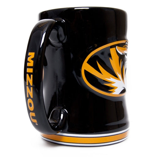 Mizzou Oval Tiger Head Relief Ceramic Black Mug