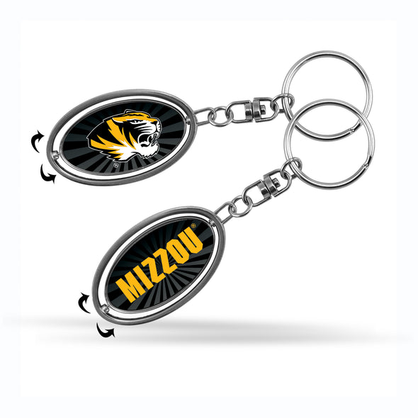 Mizzou Oval Tiger Head Spinner Keychain Assorted