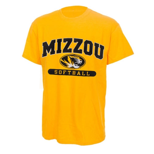 Mizzou Softball Short Sleeve Gold Crew Neck T-Shirt