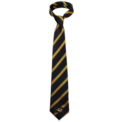 Mizzou Tiger Head Black & Gold Striped Tie