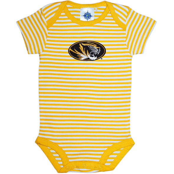 Mizzou Newborn Tiger Head Striped Gold Onesie