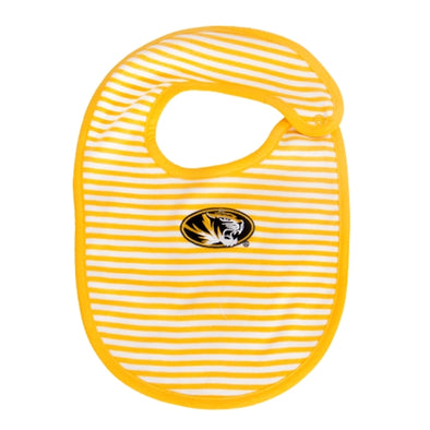 Mizzou Oval Tiger Head Striped Gold Bib