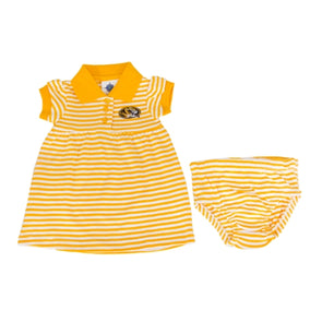 Mizzou Toddler Oval Tiger Head Gold Dress & Bloomer Set