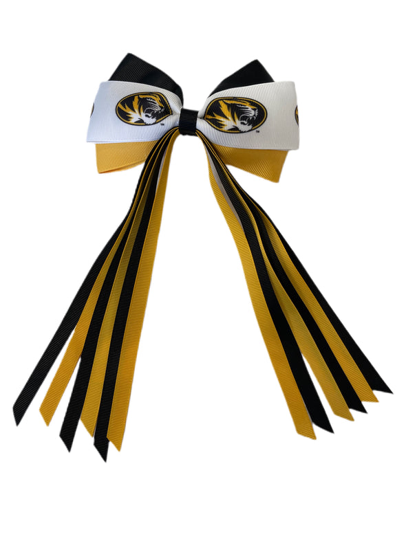 Mizzou Hair Bow Streamer Bow Barrette