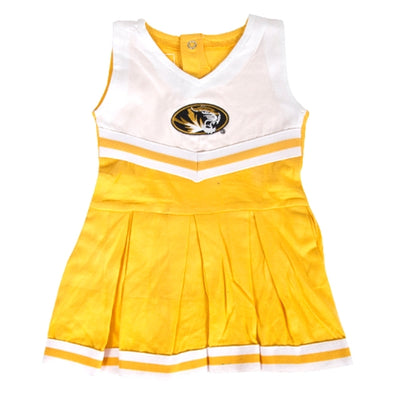 Mizzou Infant Oval Tiger Head Gold & White Cheerleader Set