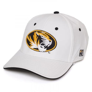 Mizzou Oval Tiger Head White Stretch Fit Hat
