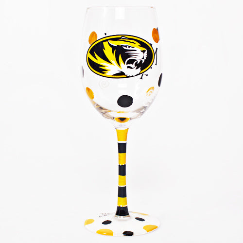 Missouri Tigers Oval Tiger Head Hand Painted Wine Glass