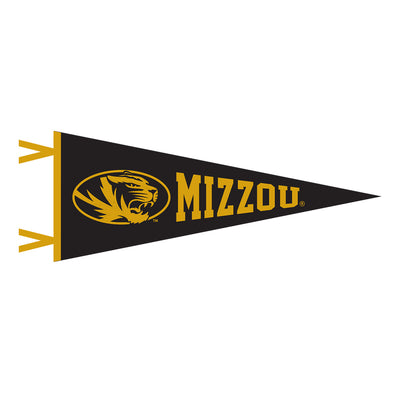 Mizzou Oval Tiger Head Black & Gold Mini Pennant