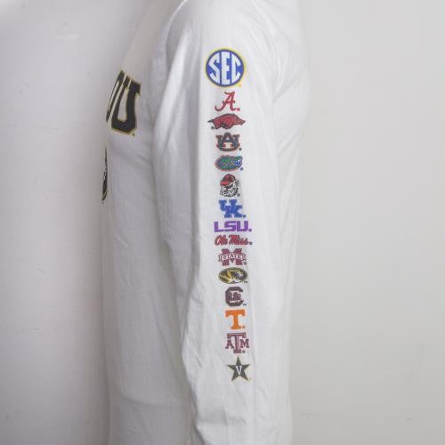 Mizzou Champion® Oval Tiger Head White Long Sleeve SEC All Teams T-Shirt