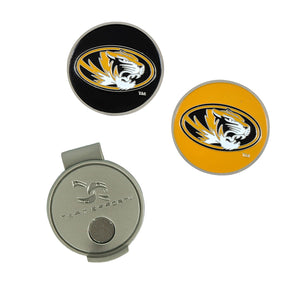 Mizzou Oval Tiger Head Hat Clip and Golf Ball Markers