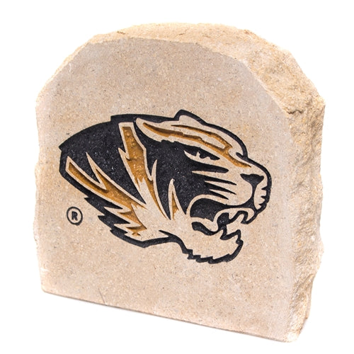 Mizzou Tiger Head Black & Gold Garden Stone