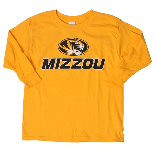 Mizzou Kids' Oval Tiger Head Gold Long Sleeve T-Shirt