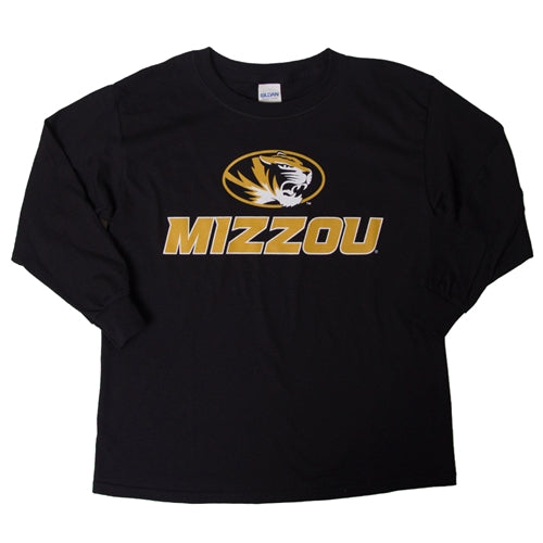 Mizzou Kids' Oval Tiger Head Black Long Sleeve T-Shirt