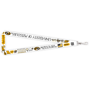 Mizzou Julia Gash Assorted Logos White Lanyard