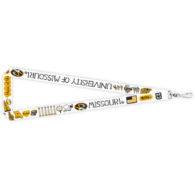 Mizzou Julia Gash Assorted Logos White Lanyard