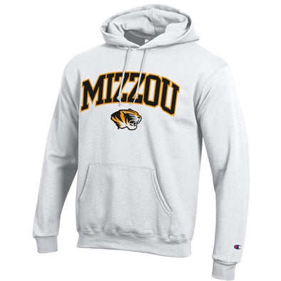 Mizzou Tiger Head Champion® Powerblend Versa Twill White Hoodie