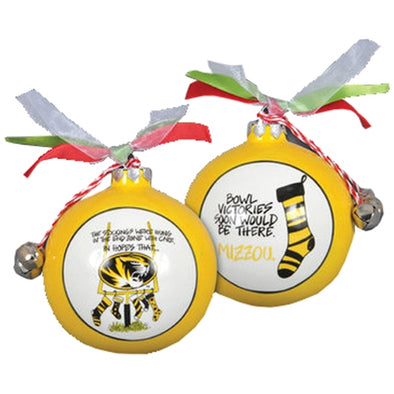 Mizzou Oval Tiger Head Stockings Gold Ornament
