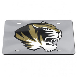 Mizzou Tiger Head Silver Acrylic  License Plate