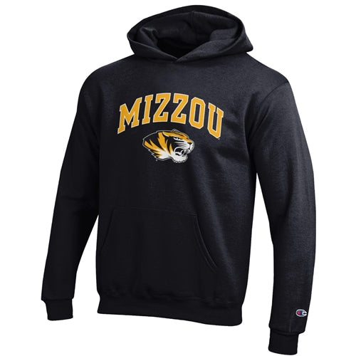 Mizzou Tiger Head Champion® Youth Black Hoodie