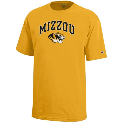 Mizzou Tiger Head Champion Youth Gold T-Shirt