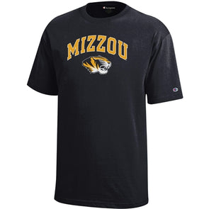 Mizzou Tiger Head Champion Youth Black T-Shirt