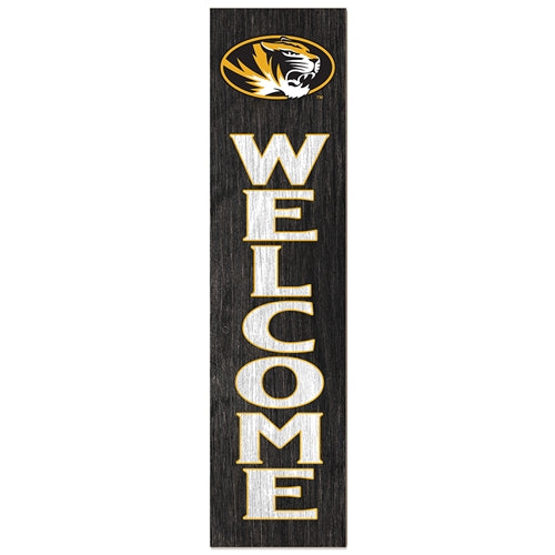 Mizzou Oval Tiger Head Welcome Birch Leaner Sign