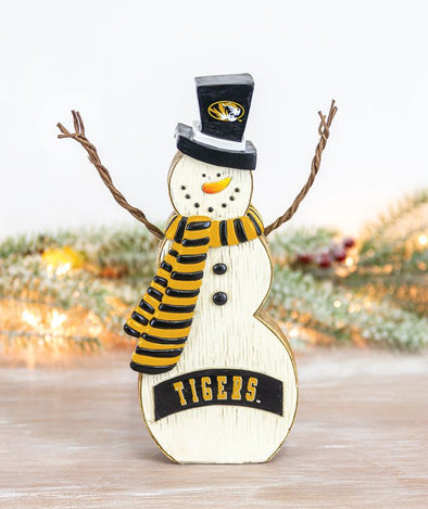 Mizzou 8" Tabletop Snowman with Top Hat and Scarf