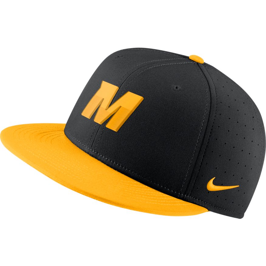 Mizzou Nike® On the Field Replica Baseball Fitted Gold Block M Gold Bi