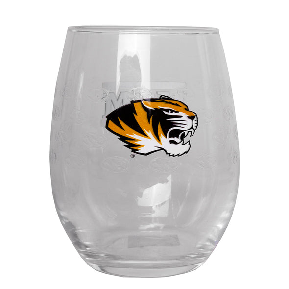 Mizzou Tiger Head University of Missouri Mom Stemless Wine Glass