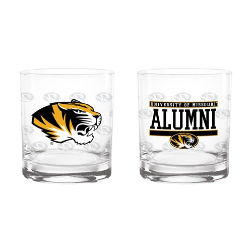 Mizzou Tiger Head University of Missouri Alumni Rocks Glass
