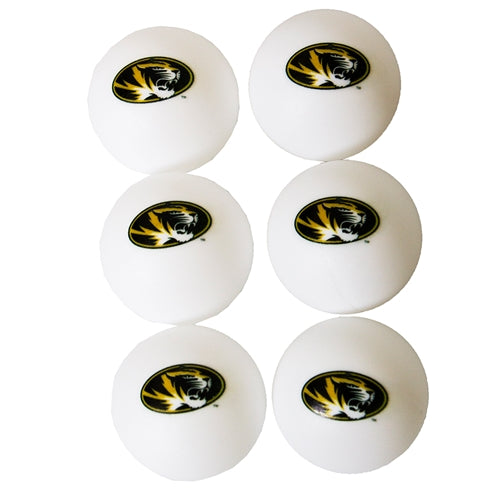 Mizzou Oval Tiger Head 6-Pack White Ping Pong Balls