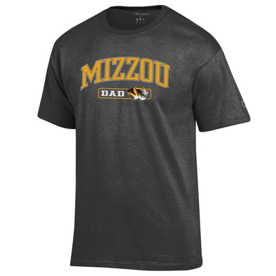 Mizzou Tiger Head Dad Champion® Grey T-Shirt