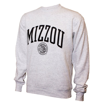 Mizzou Official Seal Ash Grey Crew Sweatshirt