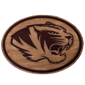 Mizzou Oval Tiger Head Wooden Wall Sign