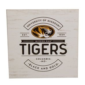 Mizzou Oval Tiger Head University of Missouri Columbia MO White Wall Sign