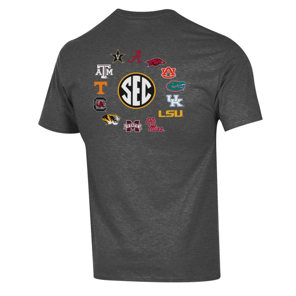 Mizzou Oval Tiger Head SEC All Teams Circle Grey T-Shirt