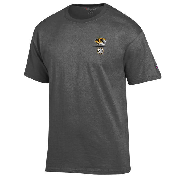 Mizzou Oval Tiger Head SEC All Teams Circle Grey T-Shirt