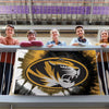 Mizzou Deluxe Tie Dyed Oval Tiger Head Black and Gold Flag