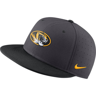 Mizzou Nike® On the Field Replica Fitted Baseball Oval Tiger Head Grey Hat