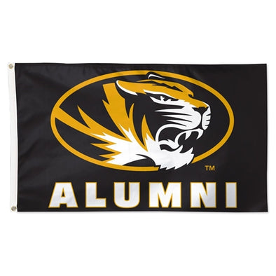 Mizzou Oval Tiger Head Alumni Black Flag