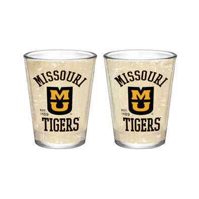 Missouri Tigers Tan Retro Stacked MU Shot Glass