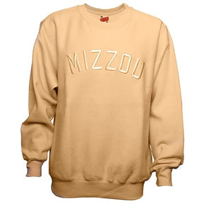 Mizzou Tonal Embroidered Yellow Crew Sweatshirt