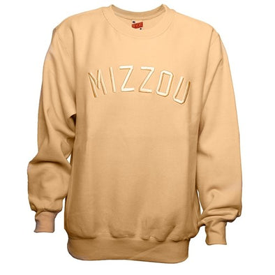 Mizzou Tonal Embroidered Yellow Crew Sweatshirt