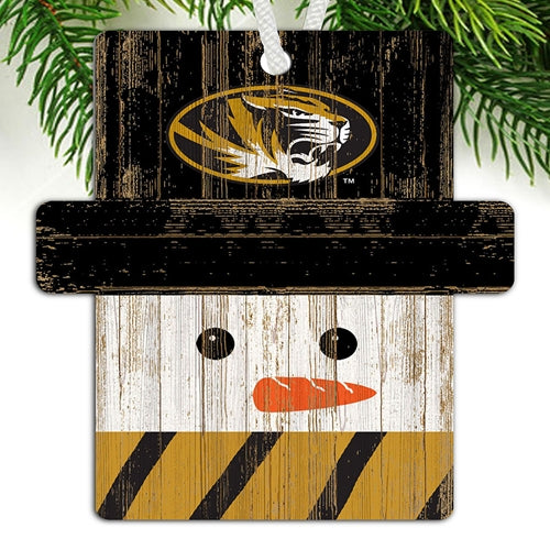 Mizzou Wooden Snowman Ornament