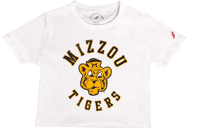 Mizzou Vault Beanie Tigers Youth Girls Crop White T-Shirt