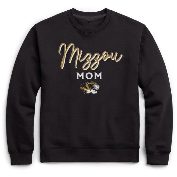 Mizzou Mom Tiger Head Black Crew Sweatshirt