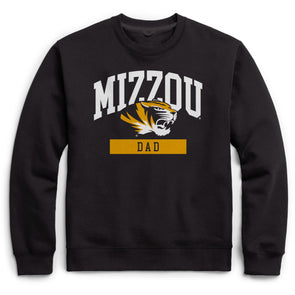 Mizzou Tiger Head Dad Black Crew Sweatshirt