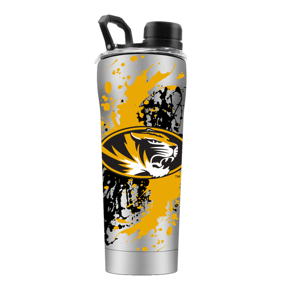 Mizzou Splatter Paint Oval Tiger Head Shaker Bottle