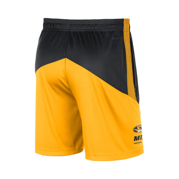 Mizzou Nike® 2022 Sideline Team Issue Oval Tiger Head Black and Gold Shorts